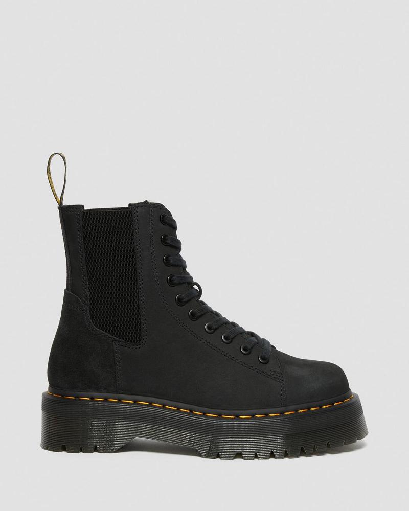 Black Men's Dr Martens Jadon Nubuck Leather Platform Boots | CA 555RVD